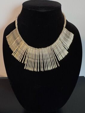 Gold Statement Fringe Collar Necklace - Women Jewelry